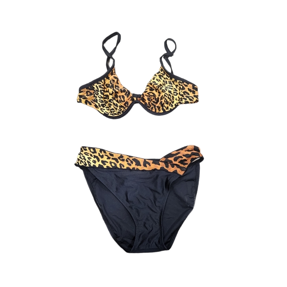 Vintage Oscar De la Renta swimwear underwire leopard bikini